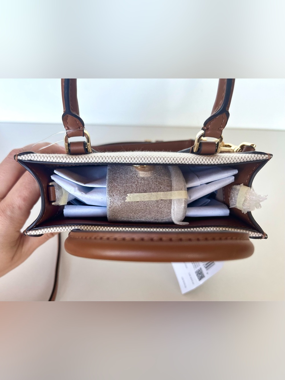 KATE SPADE ♠️ Ellie Canvas Mini Tote in Cognac Tan Leather - Picture 5 of 5